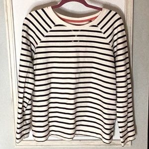 BODEN 100% cotton Navy Blue and White striped sweatshirt LARGE size 10